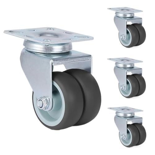 Lenkrollen, 4 Stück Schwenkbare Stumm-Rad-Lenkrolle Ersatz 2 Zoll 60 kg Weiche Gummi-Sichere Rollen-Möbelräder for Trolley-Esstisch,Flexible Bewegung(4PCS No Brake) von MERHOVO
