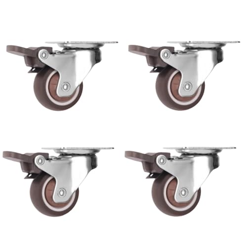 Lenkrollen, 4 Stück Universal-Lenkrollen, robuste Möbel-Radrolle, leise Trolley-Räder for Tisch, Stuhl, Sofa mit Sicherheitsbremse,Flexible Bewegung(4 Pcs-Brake A,1.25 inch) von MERHOVO