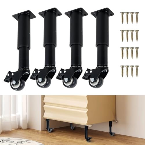 Lenkrollen, 4 Teile/satz Einstellbare 7 Bis 10 zoll Möbel Beine Mit Lenkrollen Räder Metall Ersatz Stützbeine for Schrank Sofa kommode,Flexible Bewegung von MERHOVO