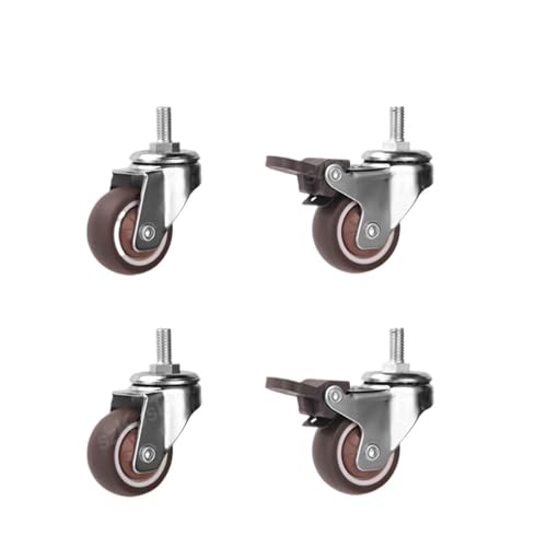 Lenkrollen, 4 stücke Möbel Rollen Räder Weiche Gummi Lenkrolle Ziemlich Roller Räder for Trolley Baby Krippe Bett Räder Haushalts Zubehör,Flexible Bewegung(2 Activity 2 Brake,1.5 Inch) von MERHOVO