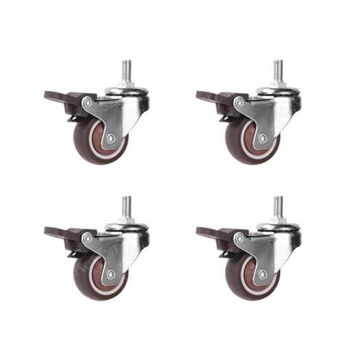 Lenkrollen, 4 stücke Möbel Rollen Räder Weiche Gummi Lenkrolle Ziemlich Roller Räder for Trolley Baby Krippe Bett Räder Haushalts Zubehör,Flexible Bewegung(4 Activity Brake,1.0 Inch) von MERHOVO