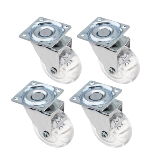 Lenkrollen, 4Pcs 2 Zoll Caster Pu Transparent Universal Kristall Rad Kein Lärm Kleine Warenkorb Industrielle Rad Bürostuhl Rollen Werkzeug,Flexible Bewegung(4pcs no Brake) von MERHOVO