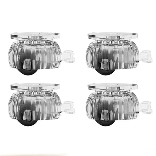 Lenkrollen, 4Pcs Universal Weiche Gummi Lenkrolle Heavy Duty Universal Rad 360 ° Mit Sicherheit Bremse Möbel Caster Haushalt,Flexible Bewegung(Transparent-Black) von MERHOVO