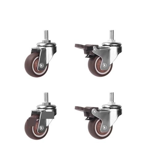 Lenkrollen, Drehbare Lenkrollen, 4 Stück, Gewindeschaft, Rad, drehbar, 360 Grad, for Möbel, Kinderbett, bewegliche geräuschlose Lenkrolle mit Bremse,Flexible Bewegung(2 brake-2 no brake,2 inch) von MERHOVO