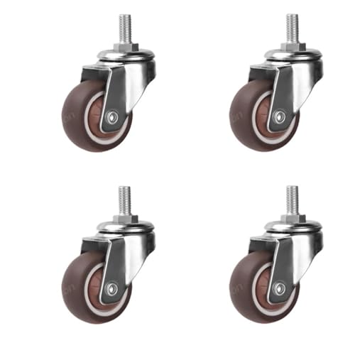 Lenkrollen, Drehbare Lenkrollen, 4 Stück, Gewindeschaft, Rad, drehbar, 360 Grad, for Möbel, Kinderbett, bewegliche geräuschlose Lenkrolle mit Bremse,Flexible Bewegung(4pcs-No brake,1.5 inch) von MERHOVO
