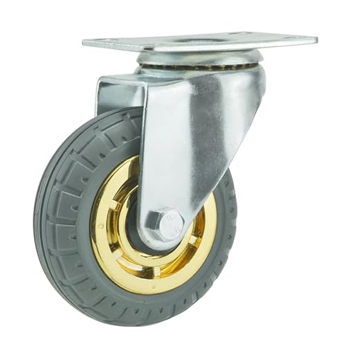 Lenkrollen, Rollen Schwere Lasten Gummidrehgelenk for Möbelräder Mover Geräuschloses Regal Schubkarrenwagen Hardwares Transporter Reifenwagen,Flexible Bewegung(1pc Swivel Wheel,5 Inch) von MERHOVO