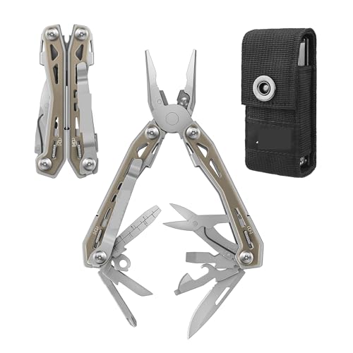 Multifunktionszan Desert Tan 16-in-1-Mehrzweckwerkzeug aus Edelstahl mit taktischem Multifunktionsmesser, Schraubendreher für Cu-Kabelschuhe Multifunktionszan Desert Tan 16-in-1-Mehrzweckwerkzeug aus Edelstahl mit taktischem Multifunktionsmesser, Schraubendreher für Cu-Kabelschuhe von MERHOVO