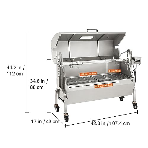 Rotisserie-Grill aus Edelstahl/mit Haubenabdeckung/mit Windschutzscheibe, Grill for ganze Schweine, Lamm, Ziegen, Holzkohle-Spieß,Robuste Konstruktion(With Hooded Cover) von MERHOVO