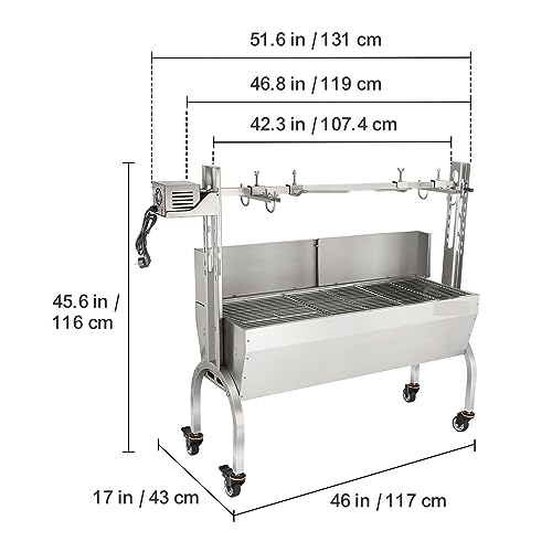 Rotisserie-Grill aus Edelstahl/mit Haubenabdeckung/mit Windschutzscheibe, Grill for ganze Schweine, Lamm, Ziegen, Holzkohle-Spieß,Robuste Konstruktion(With Windscreen) von MERHOVO