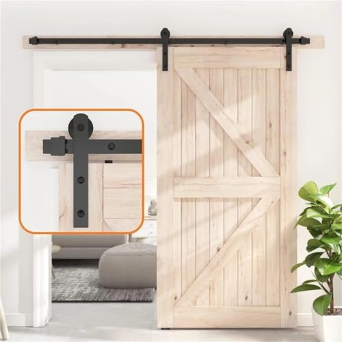 Schiebetür-Hardware-Kit, Türschiene, geeignet for Einzeltüren, glatte und leise Schiene – einfach zu installieren,Schwere Struktur(6FT(183CM)) von MERHOVO