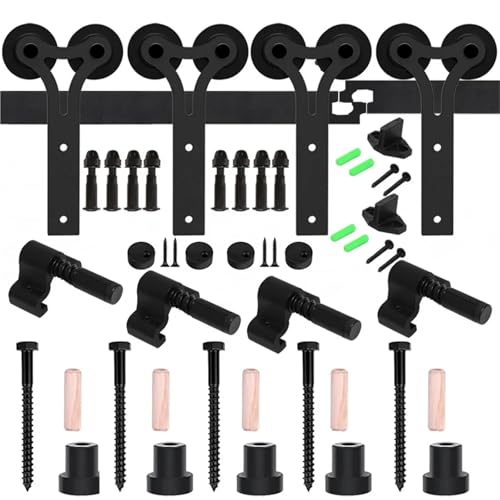 Schiebetür-Hardware-Kit for Scheunentore, robust, reibungslos und leise, einfach zu installieren, passend for Doppeltüren im Y-Stil, schwarz,Schwere Struktur(13FT-396CM) von MERHOVO