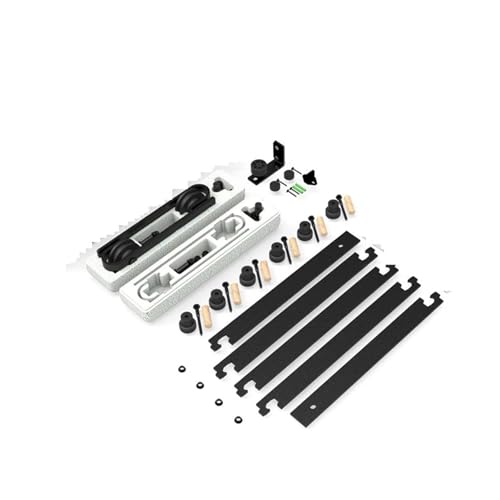 Schiebetür-Set, 6/6,6 Fuß Scheunentor, schwarzes Schienen-Set, geeignet for einzelne Holztüren, J-Form,Schwere Struktur(6FT 183CM Rail Kit) von MERHOVO