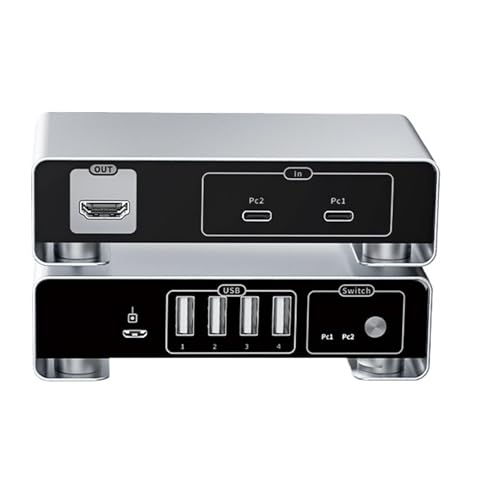 USB C KVM-Switch Typ-C zu DP KVM-Switcher 4K 144Hz 2 PCs teilen Display Drucker Tastatur Maus U Disk-Konverter Nahtlose Umschaltung(USB C to HDMI) von MERHOVO