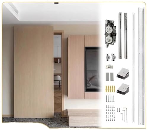 Unsichtbare Schienenbeschläge Schiebetür Bidirektionale Pufferdämpfung Holztürschiene Seitlich montierte Schiebetür,Schwere Struktur(1.5m track set) von MERHOVO