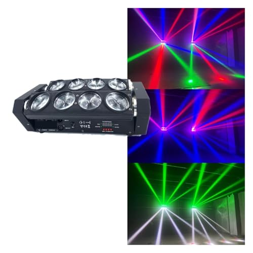 Wandfluter, LED Moving Head Spider Light, 8x15W 4in1 RGBW Partylicht DJ-Beleuchtung Strahl DMX-Lichter Bühneneffekte,Energieeffizienz von MERHOVO