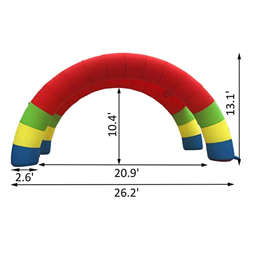 Zwillingsbögen 26ft x 13ft aufblasbarer Regenbogenbogen mit 370W Blower Werbung Geburtstagsparty Dekoration Bogen Hohe Anpassungsfähigkeit(Rainbow) von MERHOVO