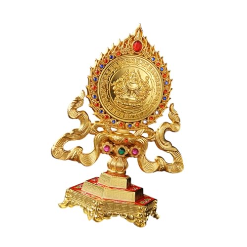 MERIGLARE Buddha Spiegel Statue Als Feng Shui Ornament Schreibtisch Skulptur Dekorative Figur Aus Legierung mit Feiner Verarbeitung für Wohnzimmer Und Büro, Rot von MERIGLARE