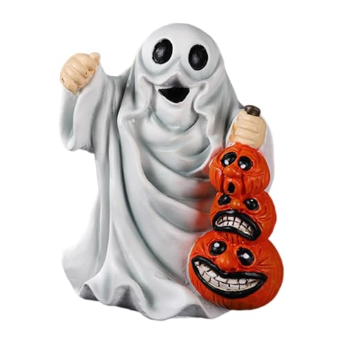MERIGLARE Geisterfigur Dekorative Halloween Resinstatue Handbemalt Leicht Und Pflegeleicht für Partys Wohnaccessoires Gartenfest Und Fotografie, Kürbis Heben von MERIGLARE