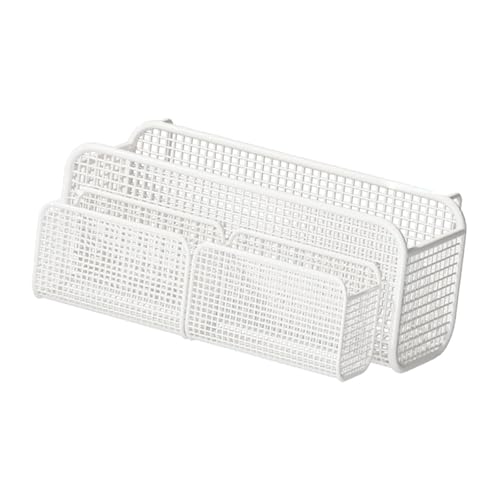 MERIGLARE Hängender Aufbewahrungskorb Wandregal Bücherablage Zeitschriftenständer mit Stabiler Eisenstruktur Und Vielseitigem Hängemechanismus für Arbeitsplätz, White L with Basket von MERIGLARE