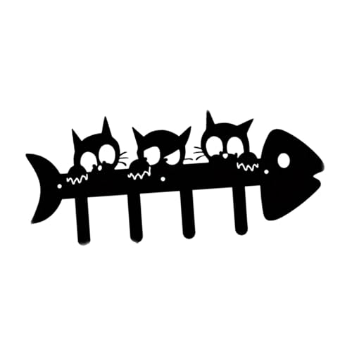MERIGLARE Katzen Wandhaken, Schlüsselbrett, Aufbewahrung, Multifunktional, Einfache Installation, Metalldekor von MERIGLARE