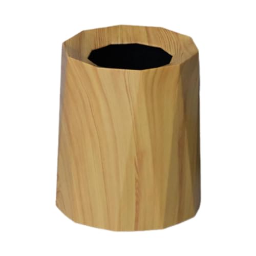 MERIGLARE Mülleimer Abfallbehälter Papierkorb Abfallcontainer Mülltonne mit Wassertransferierter Walnussholzstruktur Praktischem Offenem Design Und Minimalistis, Holzfarbe von MERIGLARE