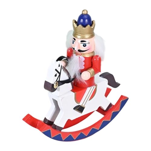 MERIGLARE Nussknacker Figur auf Schaukelpferd Klassischer Holzsoldat Als Dekofigur Und Weihnachtsdeko Aus Massivem Holz Gefertigt für Die Festliche Tischdekora, Rot von MERIGLARE