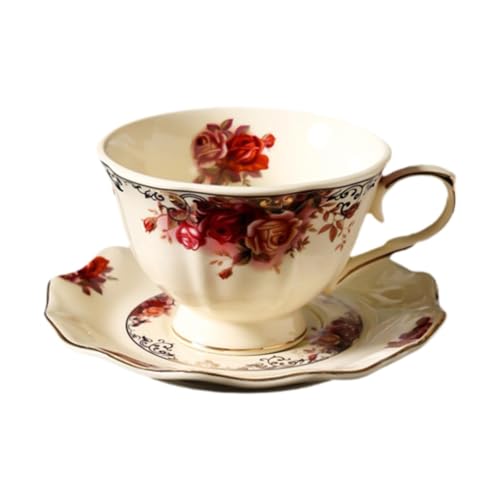 MERIGLARE Porzellan Tasse Und Untertasse Set Tischplatte Drinkware Vielseitig Blume Muster Mode von MERIGLARE