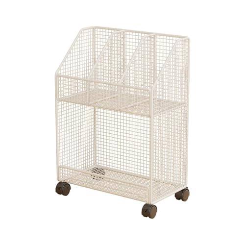 MERIGLARE Rollender Bücherwagen unter Dem Schreibtisch, Akten Organizer Wagen, Mobiles Bücherregal, Vielseitig Einsetzbar für Küche, Büro, Waschküche, Schlafzim, Weiß 2 Schicht von MERIGLARE