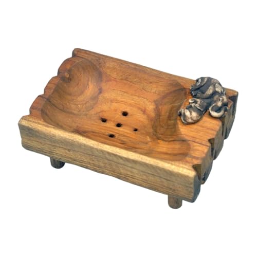 MERIGLARE Seifenschale Aus Holz, Seifenschale mit Erhöhten Füßen, rutschfest, Leicht zu Reinigen, Organizer, Seifenhalter für Dusche, Badezimmer, Küche, Elefant von MERIGLARE