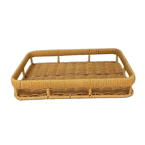 MERIGLARE Serviertablett Geflochtener Korb Couchtisch Tablett Und Dekorativer Organizer Aus Rattan Imitat für Die Aufbewahrung Und Hotel, M von MERIGLARE