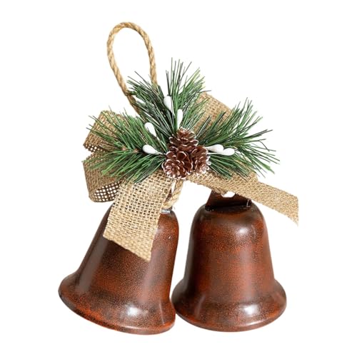 MERIGLARE Weihnachtsglocken Hängeornament Glockenanhänger Christbaumdeko Aus Eisen mit Metallischem Glanz Und Schleife für Türen Fenster Und Als Baumschmuck, Kaffee Malen von MERIGLARE
