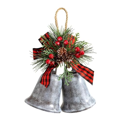 MERIGLARE Weihnachtsglocken Hängeornament Glockenanhänger Christbaumdeko Aus Eisen mit Metallischem Glanz Und Schleife für Türen Fenster Und Als Baumschmuck, Malerei Grau von MERIGLARE