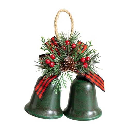MERIGLARE Weihnachtsglocken Hängeornament Glockenanhänger Christbaumdeko Aus Eisen mit Metallischem Glanz Und Schleife für Türen Fenster Und Als Baumschmuck, Malerei Grün von MERIGLARE