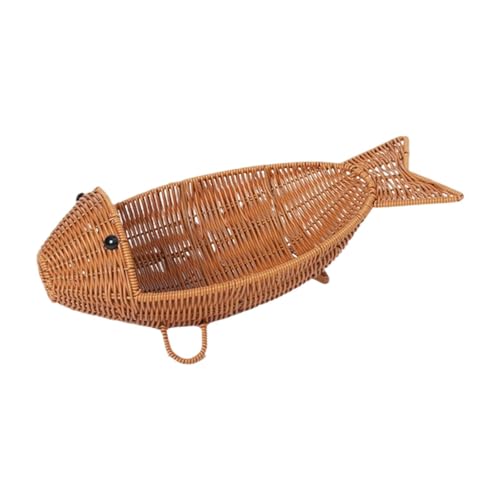 MERIGLARE Woven Fruchtkorb Fischform Brotaufbewahrung Organizer PP Material Dekorative Ablage für Süßigkeiten für Restaurant Frühstückstisch Party Geschenk Wohn, S von MERIGLARE