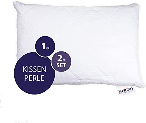 Merino-Betten Hochwertiges Schlafkissen 100x100 | Kopfkissen | Kissenhülle versteppt mit Reißverschluss (weitere verfügbar) Serie Perle (1er Set, 100 x 100 cm) von Merino