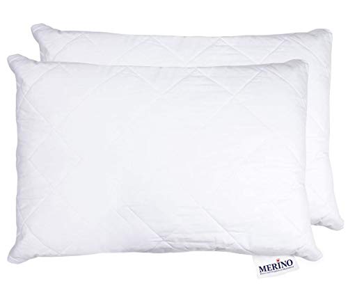 Merino-Betten Hochwertiges Schlafkissen 30x30 Set | Kopfkissen | Kissenhülle versteppt mit Reißverschluss | Serie Perle von Merino