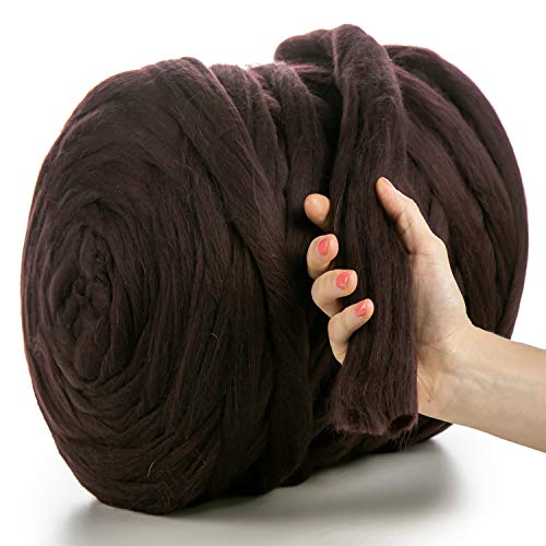 MeriWoolArt® 100% XXL Merino Wolle Garn 4-5 cm Dicke Wolle Garn, Filzwolle Trockenfilzen Nassfilzen, DIY Klobiges Wolle Garn Decke, Decke Baby Wolle, Arm Stricken Decke Garn Aubergine, 100g von MERIWOOLART