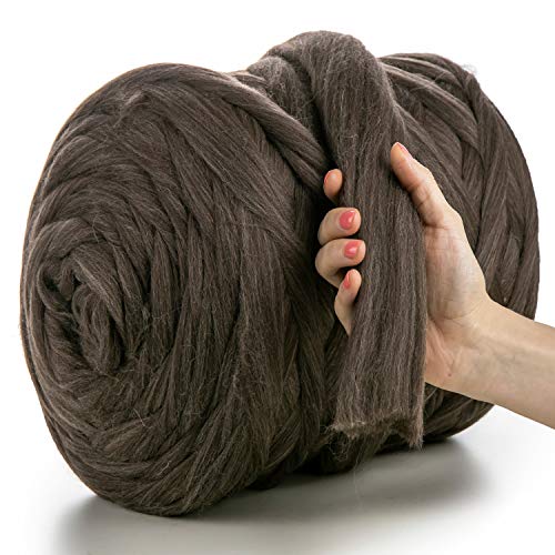 MeriWoolArt® 100% XXL Merino Wolle Garn 4-5 cm Dicke Wolle Garn, Filzwolle Trockenfilzen Nassfilzen, DIY Klobiges Wolle Garn Decke, Decke Baby Wolle, Arm Stricken Decke Garn Bronzeflügel, 500g von MERIWOOLART