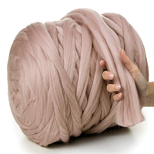 MeriWoolArt® 100% XXL Merino Wolle Garn 4-5 cm Dicke Wolle Garn, Filzwolle Trockenfilzen Nassfilzen, DIY Klobiges Wolle Garn Decke, Decke Baby Wolle, Arm Stricken Decke Garn Cappuccino, 100g von MERIWOOLART