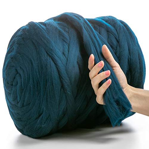 MeriWoolArt® 100% XXL Merino Wolle Garn 4-5 cm Dicke Wolle Garn, Filzwolle Trockenfilzen Nassfilzen, DIY Klobiges Wolle Garn Decke, Decke Baby Wolle, Arm Stricken Decke Garn Meer, 250g von MERIWOOLART