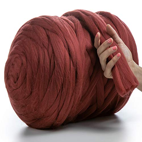 MeriWoolArt® 100% XXL Merino Wolle Garn 4-5 cm Dicke Wolle Garn, Filzwolle Trockenfilzen Nassfilzen, DIY Klobiges Wolle Garn Decke, Decke Baby Wolle, Arm Stricken Decke Garn Terra, 100g von MERIWOOLART