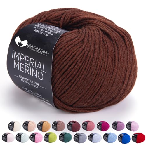 MeriWoolArt® Extrafeine Merinowolle garn zum Stricken oder Häkeln (50g, 100m) - Vielseitig für Hüte, Snoods, Blusen, Tuniken und warme Kleidung für Kinder und Erwachsene von MERIWOOLART