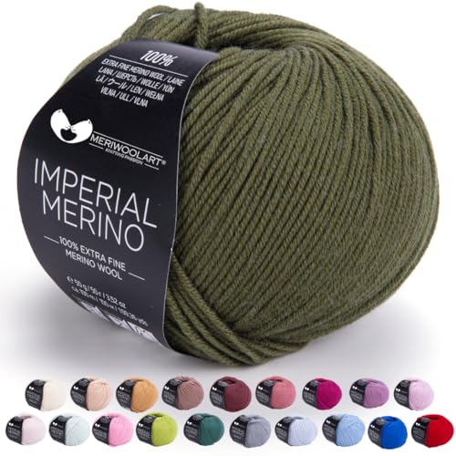 MeriWoolArt® Extrafeine Merinowolle garn zum Stricken oder Häkeln (50g, 100m) - Vielseitig für Hüte, Snoods, Blusen, Tuniken und warme Kleidung für Kinder und Erwachsene von MERIWOOLART