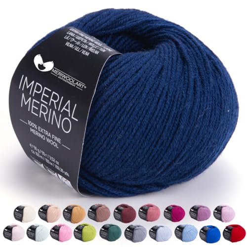 MeriWoolArt® Extrafeine Merinowolle garn zum Stricken oder Häkeln (50g, 100m) - Vielseitig für Hüte, Snoods, Blusen, Tuniken und warme Kleidung für Kinder und Erwachsene von MERIWOOLART