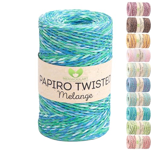 Raffia Garn zum Häkeln & Stricken – MeriWoolArt Papiro Twisted Papiergarn, 100g Knäuel (170m) – Ideal für Makramee, Hüte, Taschen, DIY Bastelprojekte & Wohnaccessoires – Umweltfreundlich 2303 von MERIWOOLART