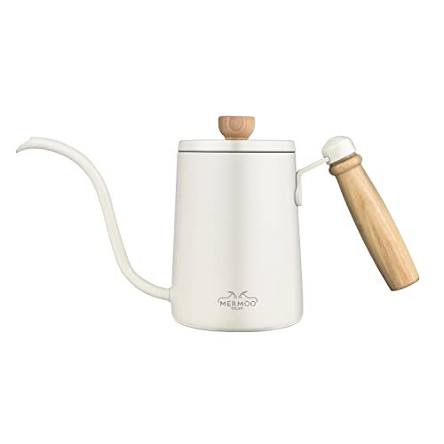 MERMOO YILAN Kaffeekanne 600ml Schwanenhals Kaffeekessel Tropfkaffeekanne Pour Over kaffeebereiter Teekessel Schwanenhalsausguss für 1~2 Tassen Handbrüh (Weiß) von MERMOO YILAN