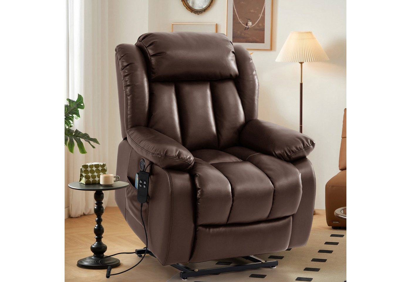 MEROUS Relaxsessel Elektrischer Fernsehsessel, TV-Sessel, Liegesessel mit Aufstehhilfe, Massage, Vibration, Heizung & Liegefunktion von MEROUS