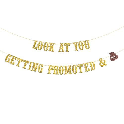 Banner mit Aufschrift "Look at You Getting Promoted & Sh*t" – The Best is Yet to Come – Congratulations Party Supplies – Promotion – Ruhestand Party Dekorationen – Gold Glitzer von MERRSHIN