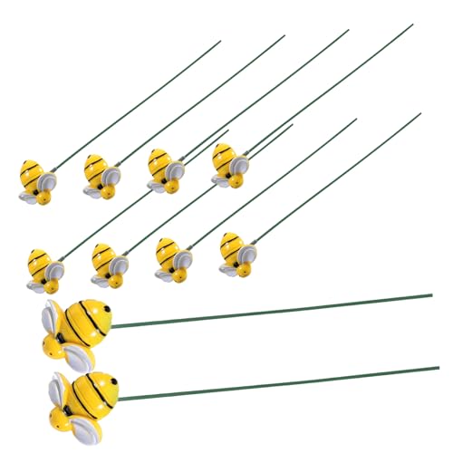 MERRYHAPY 10 Stück Teiliges Bienen gartenstecker Dekorative Kunststoff Bienen mit Spitzem Stab Wetterfestes Patio Stake Deko für Blumenbeete und Außenbereich von MERRYHAPY