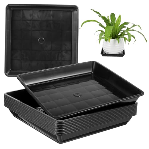 MERRYHAPY 10 Stück Teiliges Quadratische Untersetzer aus Hitzebeständigem Resin Robustes Pflanzgefäß Tablett für Blumentöpfe für Innen Außenbereich Geeignet für Sukkulenten und von MERRYHAPY